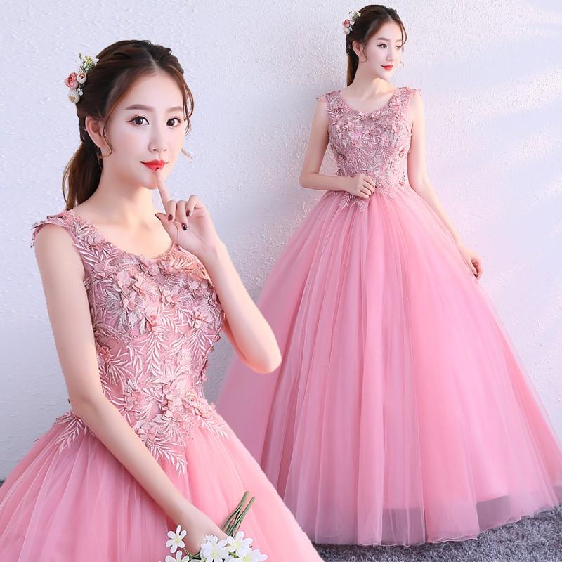 ロングドレス 演奏会 安い コンサート カラードレス ピンク パーティー