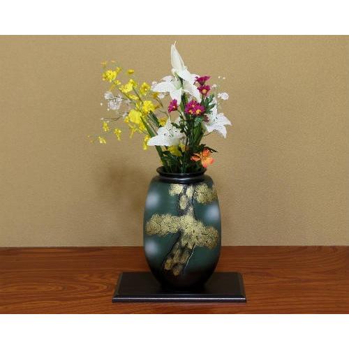 信楽焼 花瓶 黒釉 金彩 松絵 長 9号 おしゃれ 一輪挿し 小さい 花入