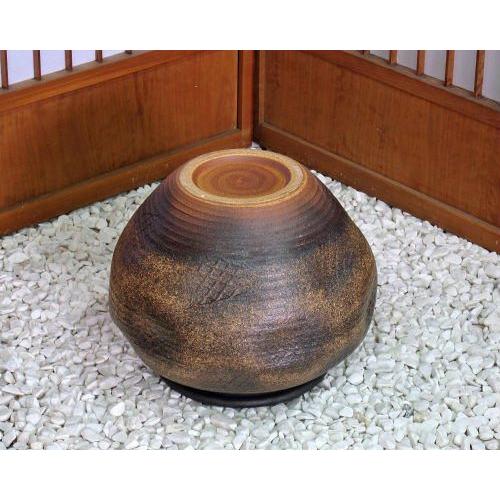 神楽焼 大壺 骨董品 ブロンズ色陶器の大きめの壺 神楽焼 大壺 骨董品