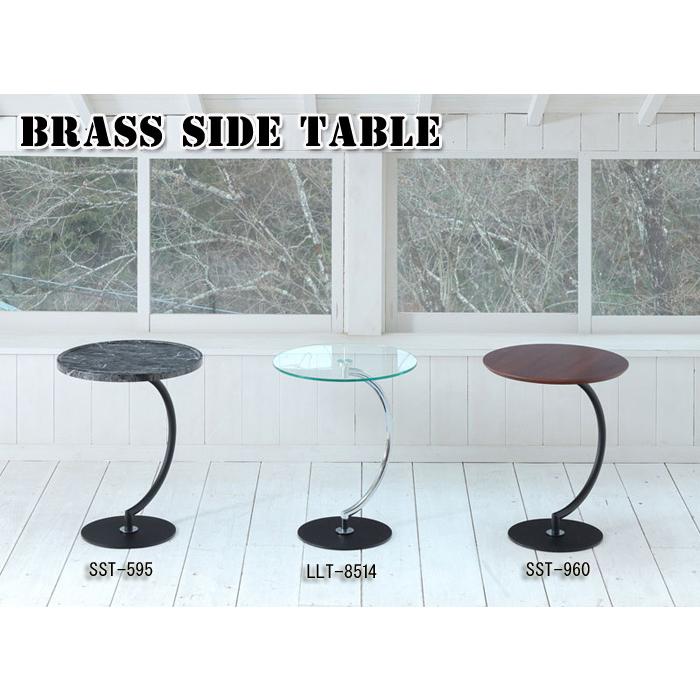 サイドテーブル ブラス Brass クロムメッキ 強化ガラス ガラス天板