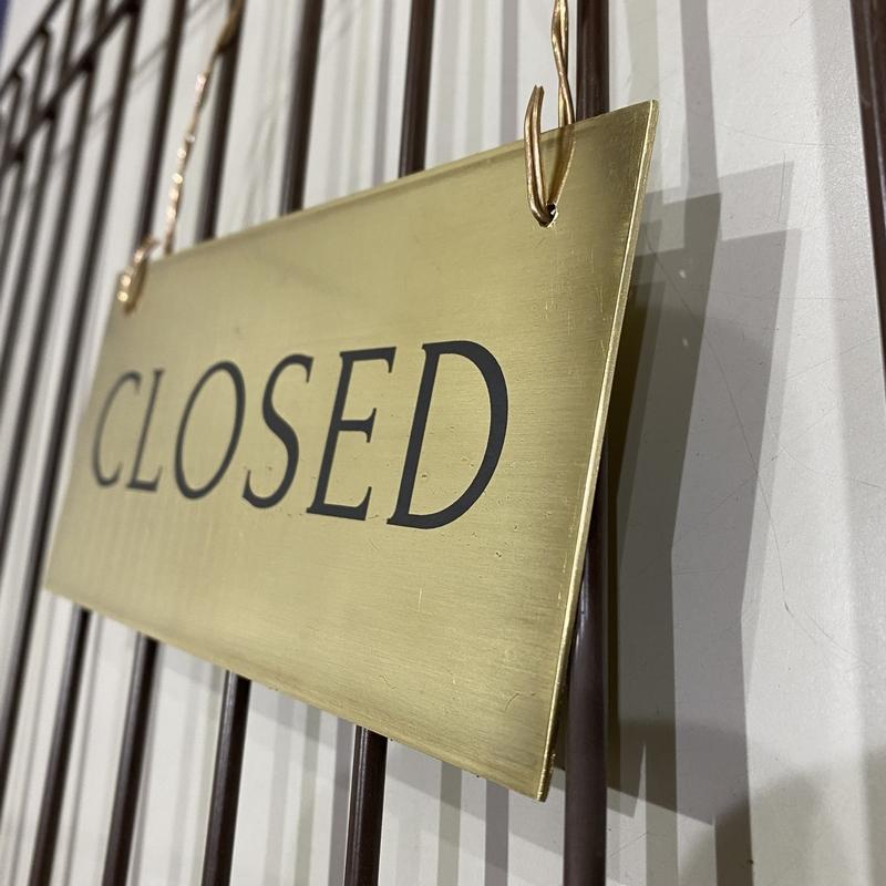 ダメージ加工 真鍮製 オープン クローズ 金属看板 OPEN CLOSED サイン