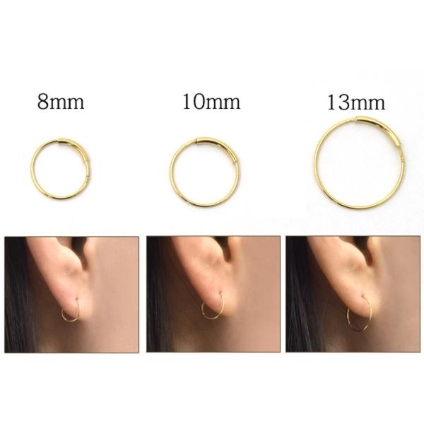 ピアス 18金 フープピアス 13mm 片耳用 パイプフープ K18 地金