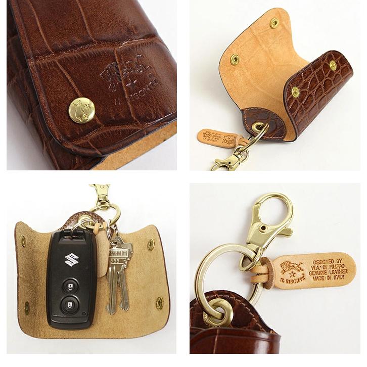 IL BISONTE（イルビゾンテ） キーケース クロコエンボスドレザー