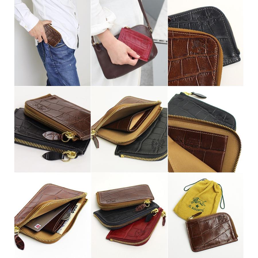 IL BISONTE（イルビゾンテ） 財布 二つ折り財布 クロコエンボスド