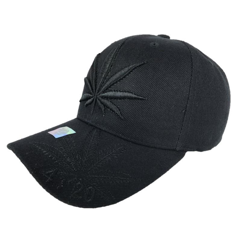 マリファナ スナップバック キャップ 黒 ブラック ローキャップ 大麻