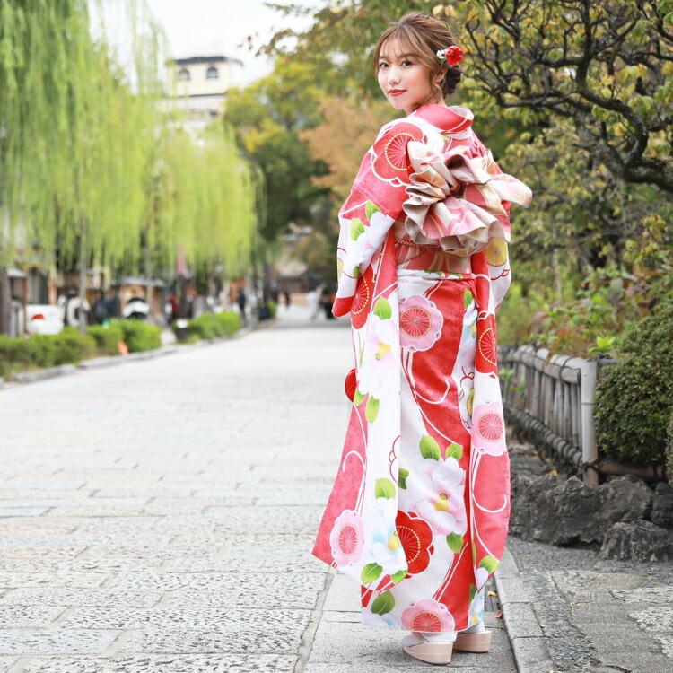 最大20日間レンタル 振袖レンタル 成人式 20点フルセット 派手「白・赤