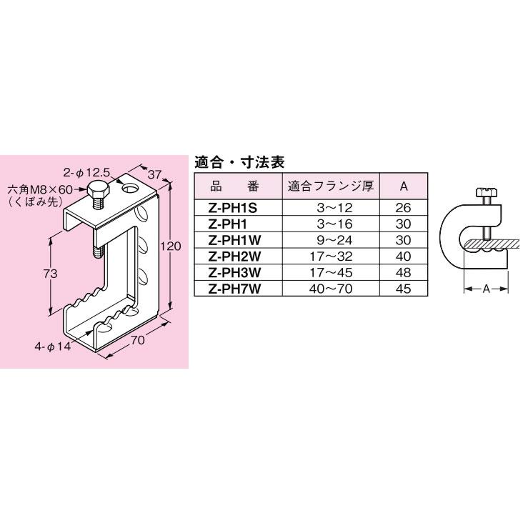 Z-PH7W ネグロス パイラック 一般形鋼用(溶融亜鉛めっき仕上げ