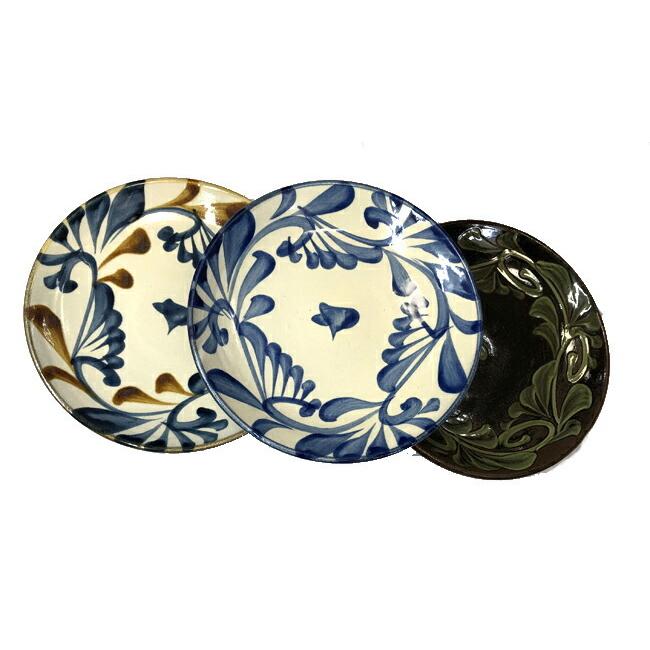 沖縄 やちむん（焼き物/陶器）壺屋焼 6寸皿 直径 約18cm×高さ3cm 陶真
