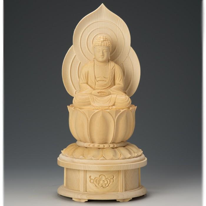 仏教美術 桧彫刻 釈迦如来座像 仏像 蓮華台 C 9251 仏教美術 桧彫刻