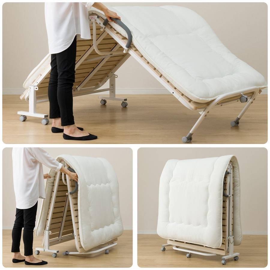 ニトリ（NITORI） シングル 折りたたみ桐すのこパイプベッド (BLNC