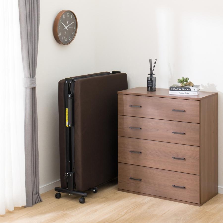 ベッド 折りたたみベッド(レビン2 BR)シングルより少しコンパクト