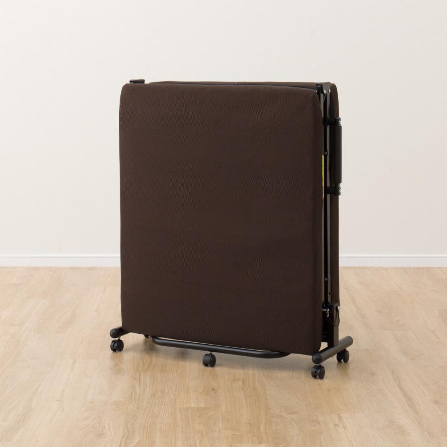 ベッド 折りたたみベッド(レビン2 BR)シングルより少しコンパクト