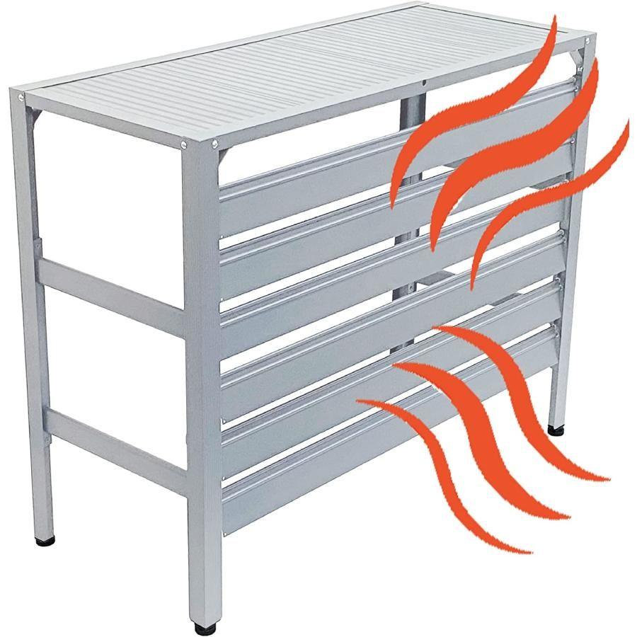 アルミ製 排気ルーバー方向調整 室外機カバー (Mサイズー ライトグレー