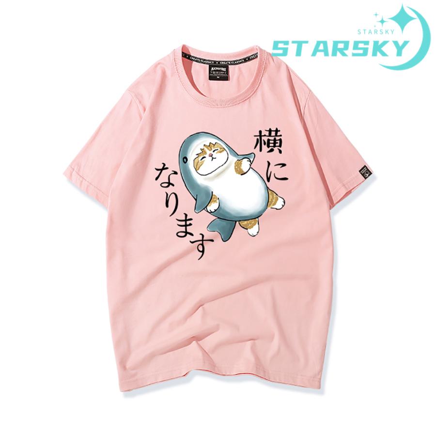 サメにゃん サメ猫 Tシャツ プリントシャツ 大きいサイズ対応 ティ