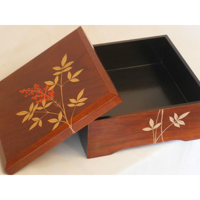 一段重 6.5寸 木地呂 内黒 南天 木製 会津漆器 会津塗り 一ヶ重