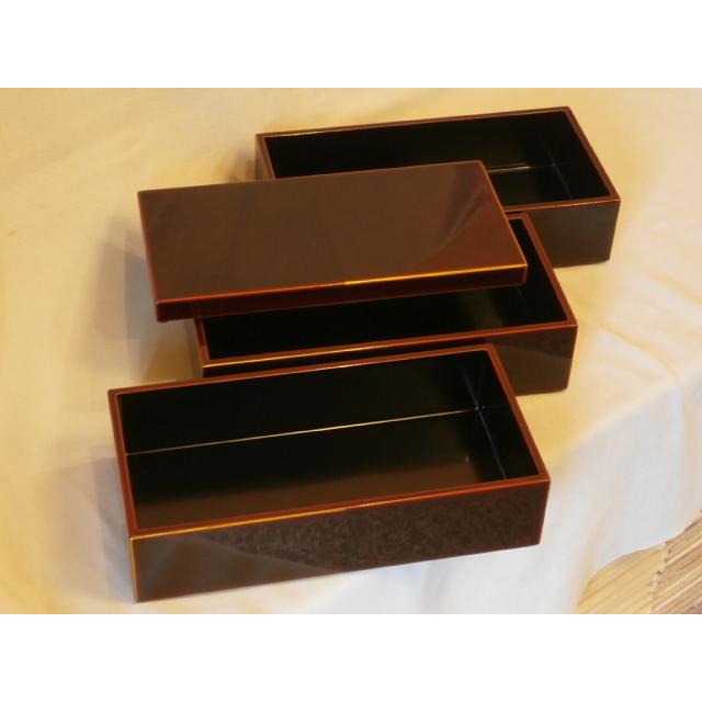 和食器 木製 お重 三段重箱 漆塗り 越前漆器 3段重箱 長角 越前塗り