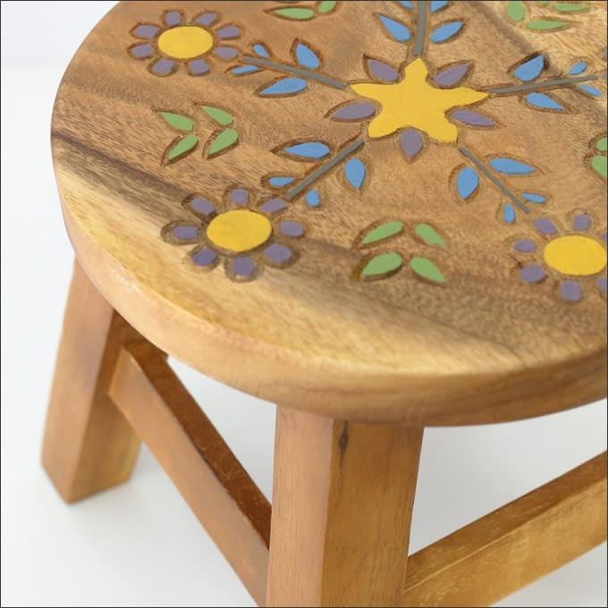 レチェオ】花柄円形スツール アンティーク風 オリジナル 6脚セット