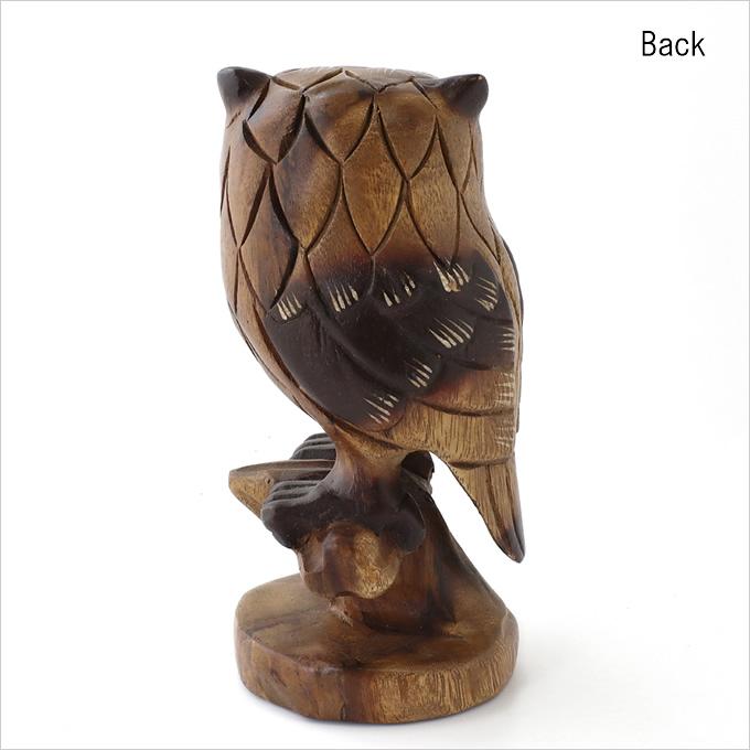 木彫 木乗りフクロウM 梟 ふくろう フクロウ ミミズク 17.5cm オブジェ