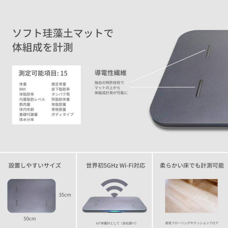 Smart Bath Mat 体組成計 SBM24W01L グレー スマートバスマット(体組成