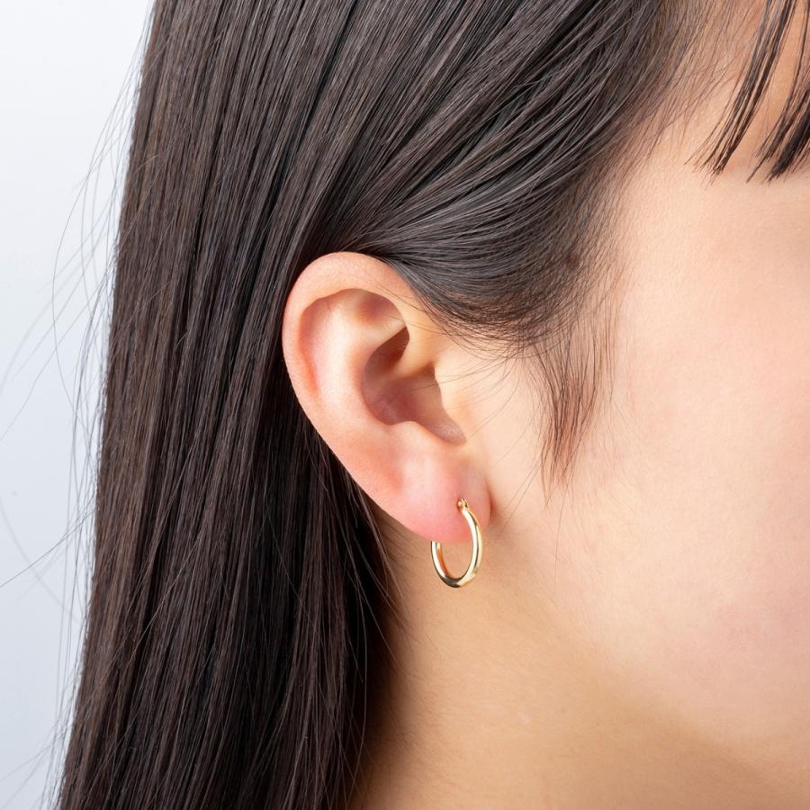 18金 フープピアス メンズ レディース 2mm×15mm K18 18K K18刻印
