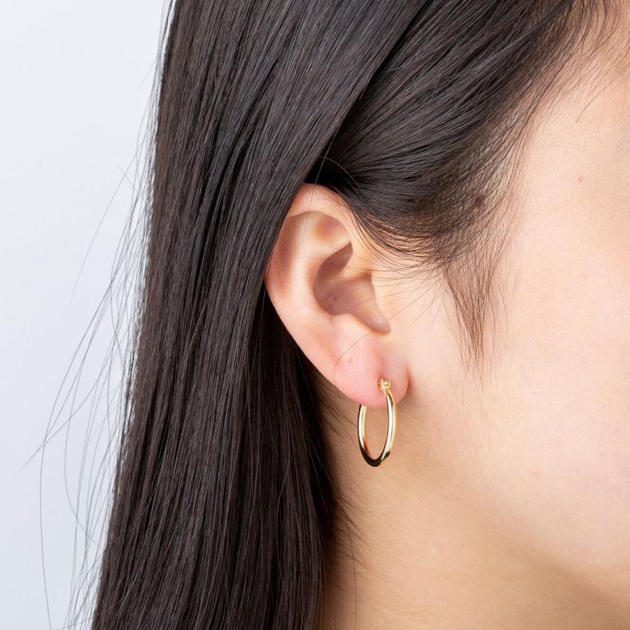 ポストのみ18金 フープピアス メンズ レディース 2mm×20mm K18 18K K18