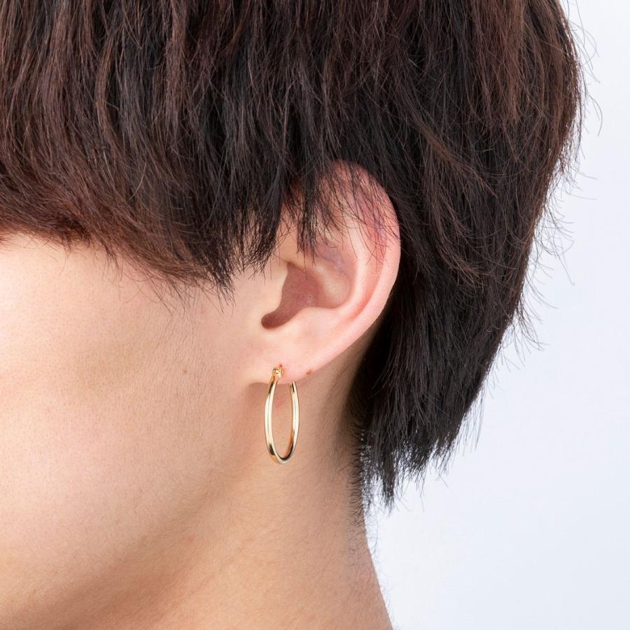 ポストのみ18金 フープピアス メンズ レディース 2mm×25mm K18 18K K18