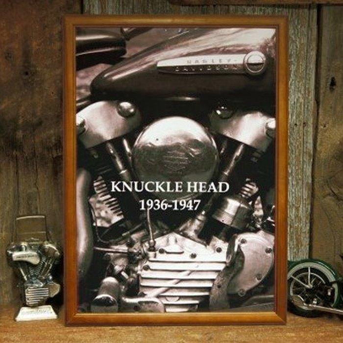ハーレー 写真 ポスター 木製額 付き B4 ◇ ナックルヘッド エンジン