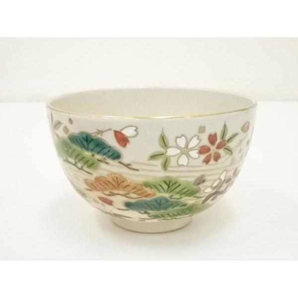 ys6992856; 宗sou 京焼 御所窯 宮本翠浩造 色絵松茶碗（共箱）【道