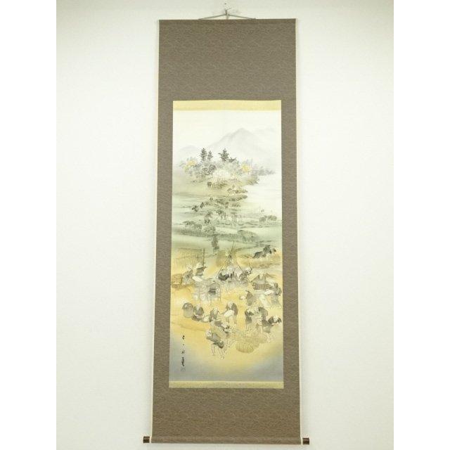 掛け軸 七草花 筆者春経絹本 未使用美品 掛け軸 七草花 筆者春経絹本