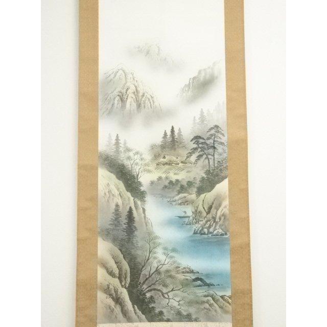 ys7406247; 宗sou 翠波筆 彩色山水 肉筆絹本掛軸（共箱）【道】 : お