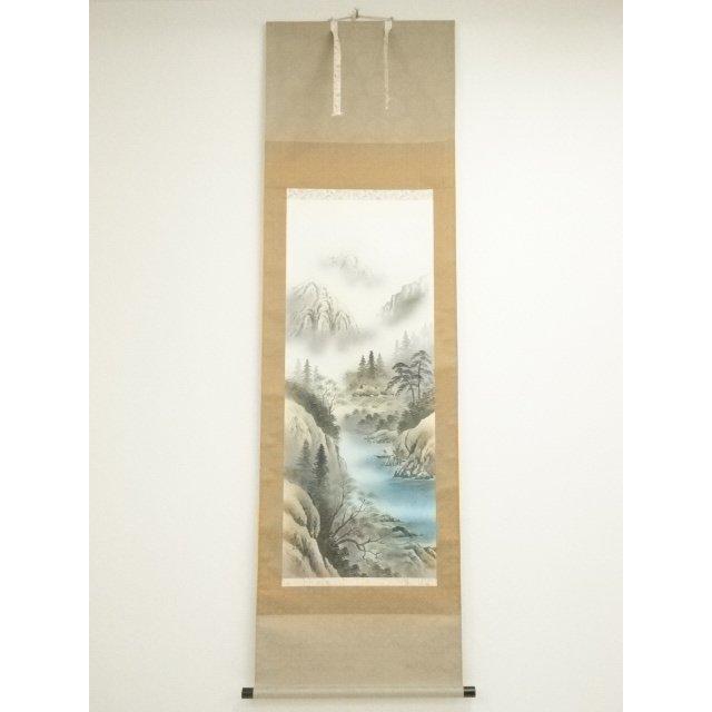 掛け軸 関口仙崖 水墨山水 絹本 希少 軸装 茶道具 掛軸 美品 です