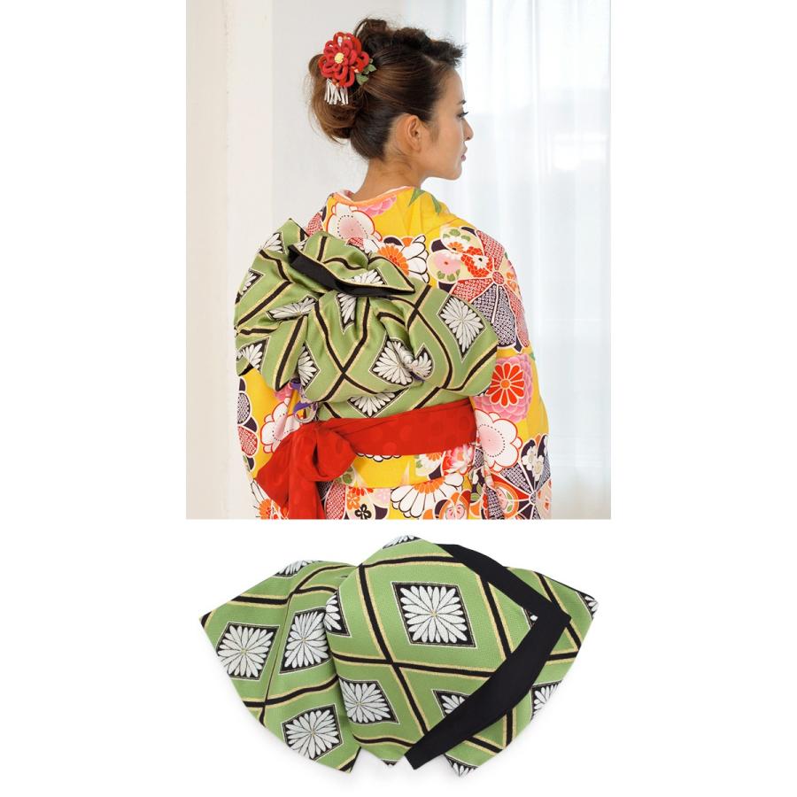 振袖 セット 未仕立て 仮絵羽 黄 イエロー 菊 梅 竹笹 花 正絹 西陣織