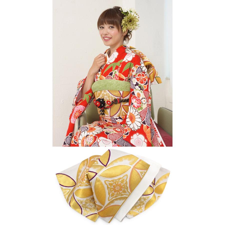 振袖 セット 未仕立て 仮絵羽 赤 レッド 菊 梅 竹笹 花 正絹 西陣織