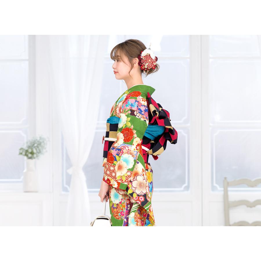 振袖 帯締め 半襟 セット 成人式 販売 日本製 8点セット 絵羽柄 緑