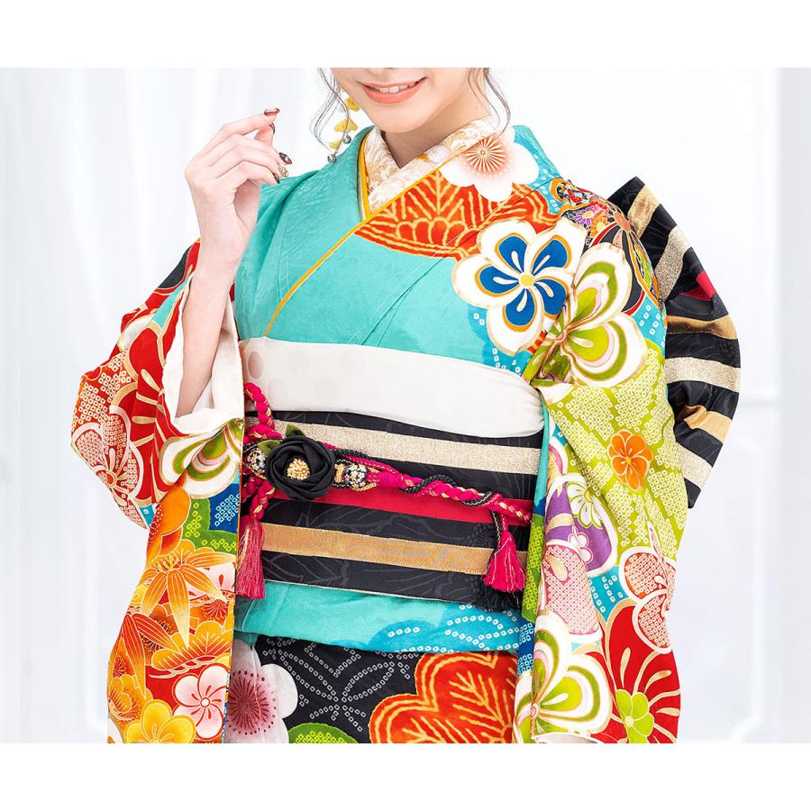 振袖フルセット、正絹絞り振袖成人式、半襟重ね衿、帯揚げ帯締め、西陣