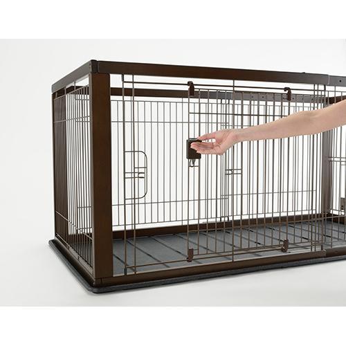 リッチェル 木製スライドペットサークル ワイド ダークブラウン ( 1台