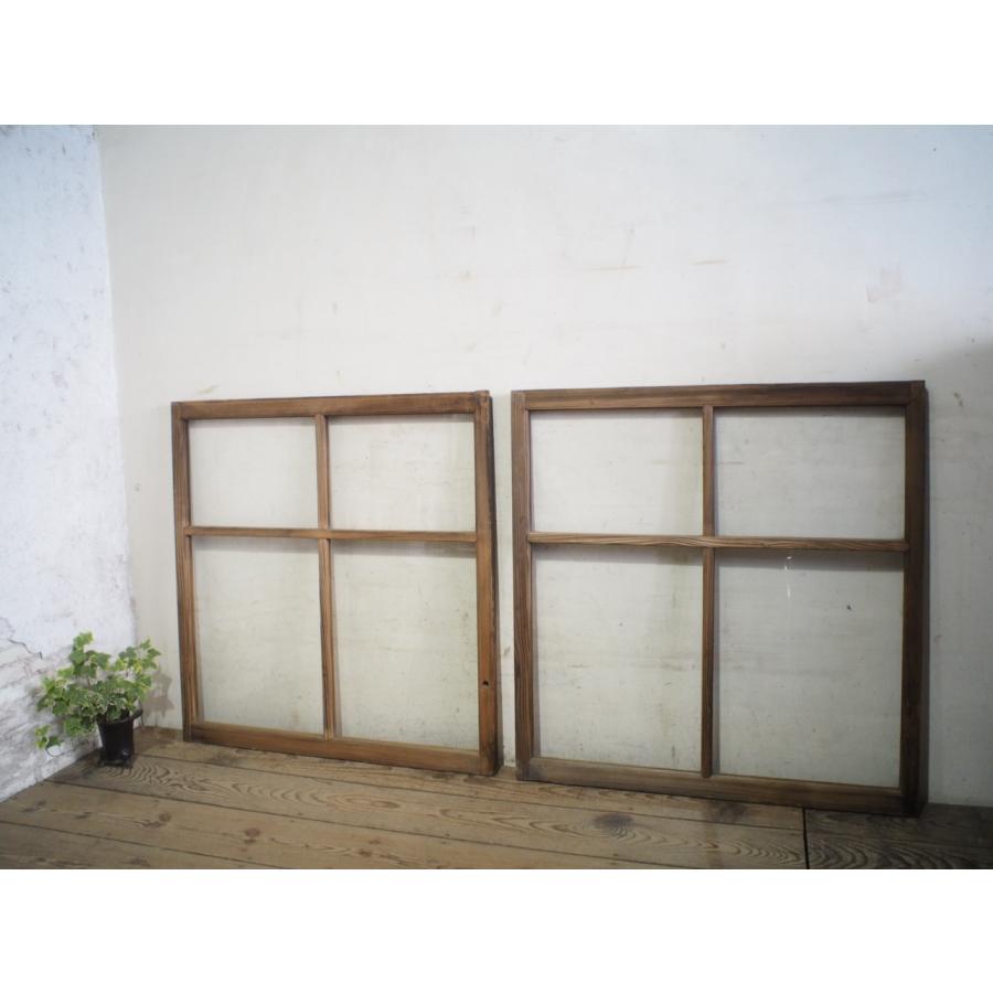 アンティーク 昭和レトロ 木製 建具 窓枠 引き戸 ガラス扉 曇りガラス