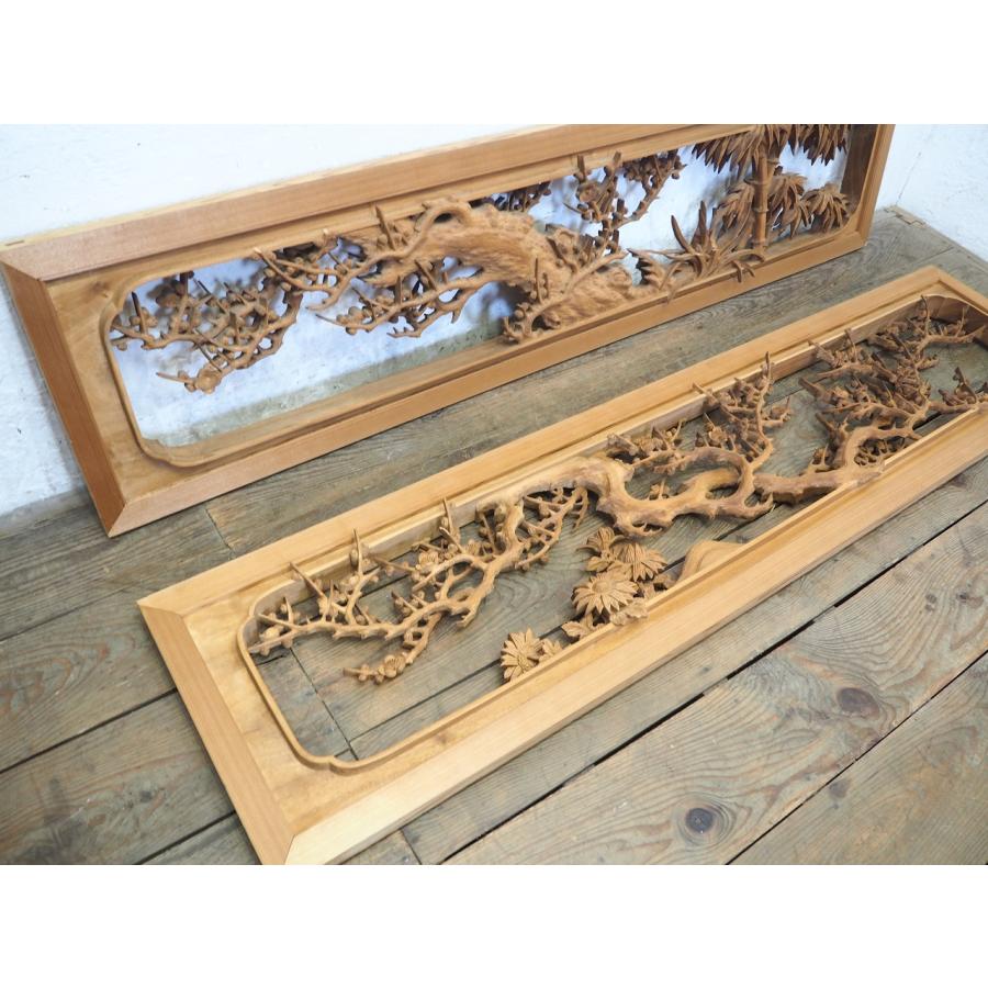 タS0303◇【H40,5cm×W169,5cm】×2枚◇厚み8cm◇重厚な木彫りデザインの