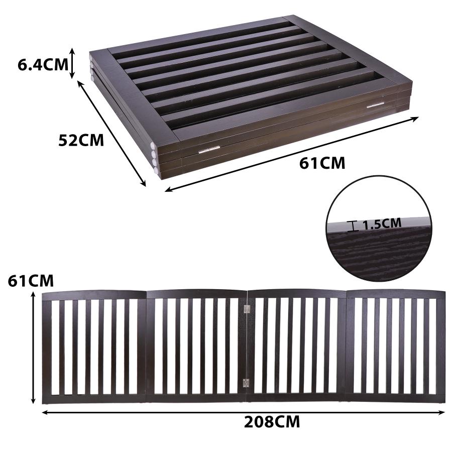 ZENY【セール価格】木製犬用ゲート 4枚 新色 茶色 ブラウン ペット