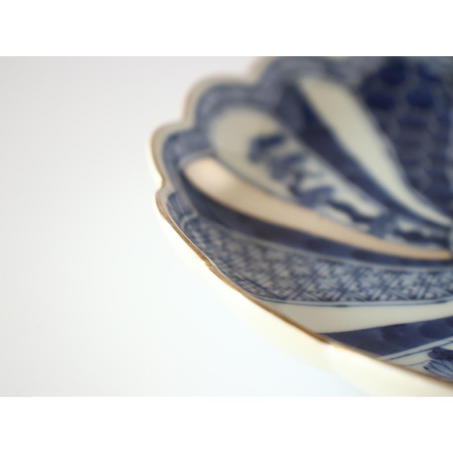 林九郎窯 古伊万里様式 藍青シリーズ 銀彩祥瑞 プレート16cm 波佐見焼
