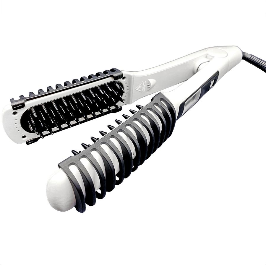 Twinアイロン ホワイト 髪を梳かすようにスタイリング ブラシ型ヘア