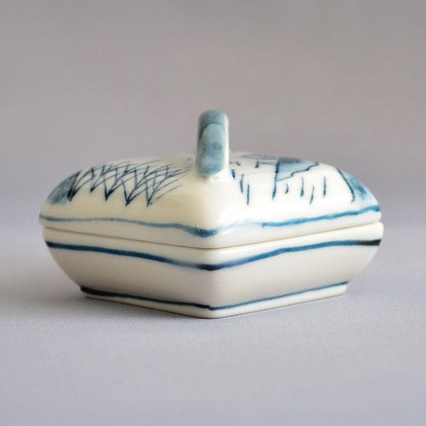 香合 茶道具 西尾瑞豊 作 染付隅田川香合 : 茶道具専門店 (有)菊池商店