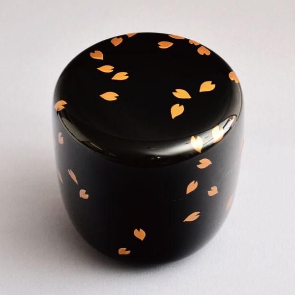 茶道具 棗 中谷秀斎作 即中斎好写 花吹雪蒔絵 内霞 大棗 木製・本漆塗