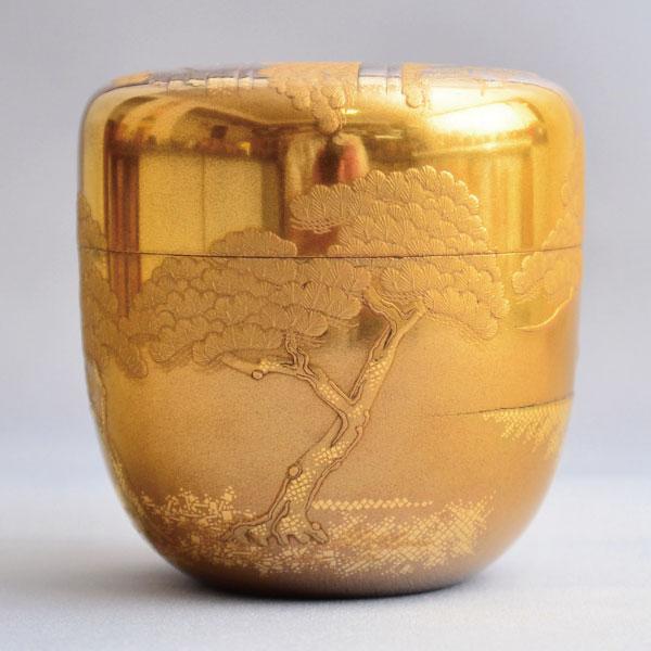 茶道具 棗】豊平翠正 作 金粉溜 松霞蒔絵大棗 内梨地 : 茶道具専門店