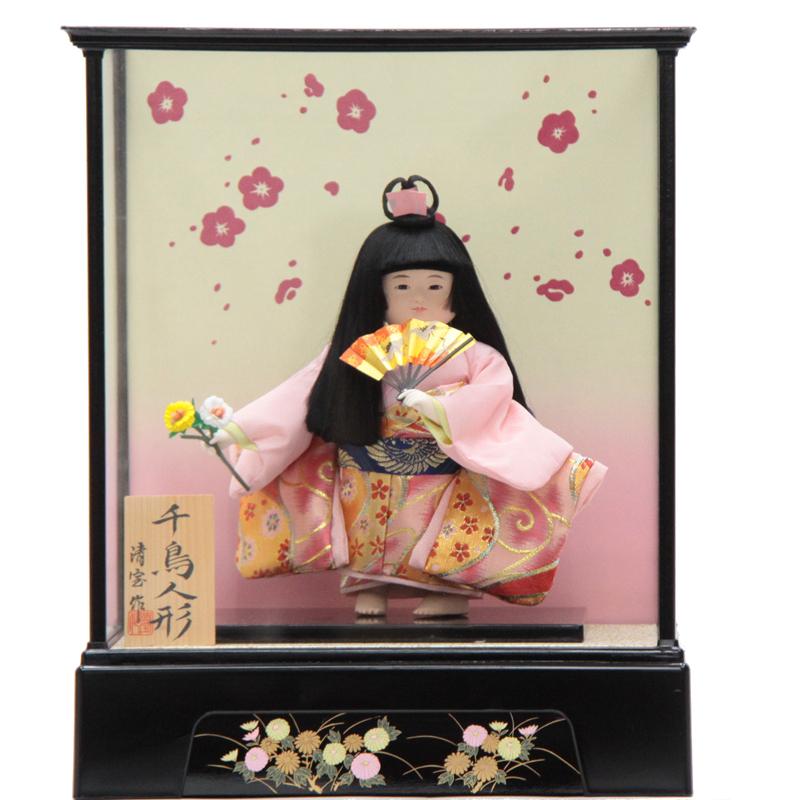 アウトレット品 雛人形ケース人形 8号 千鳥人形 扇（台輪四方） 舞踊