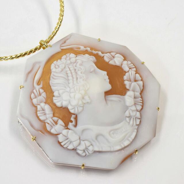 カメオ ブローチ ネックレス 50代 60代 レディース イタリアン シェル