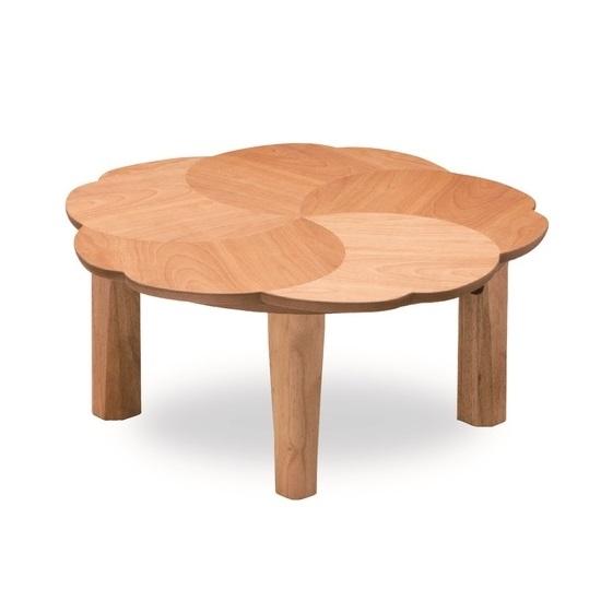 花 90座卓 花びらデザイン カバサクラ材 桜 折り脚タイプ 日本製 産地