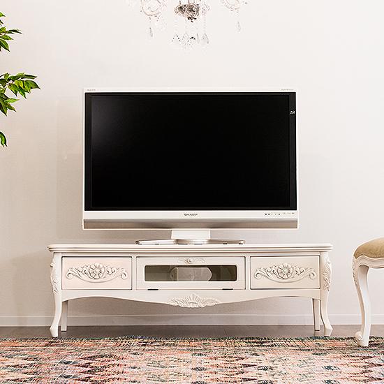 テレビボード アンティーク 猫脚 ロココ調 おしゃれ 猫足 130 ホワイト