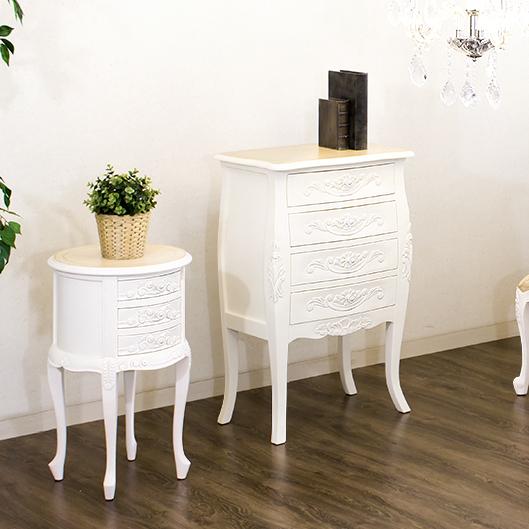 チェスト 幅55cm 白 ヨーロピアン 4D 姫家具 アンティーク 猫脚