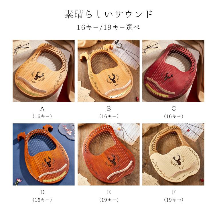 ライアー ハープ 16弦 19弦 木製竪琴 初心者 セット 入門楽器 指弾き